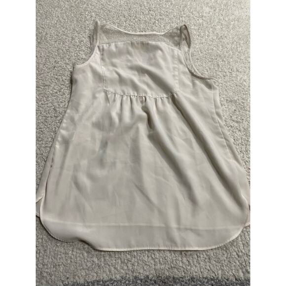 Vera Wang Princess Womens Sz Small Sheer Sleeveless Shell Scoop Neck Top Cream - Picture 2 of 7